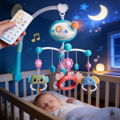 Blue crib mobile - crib,